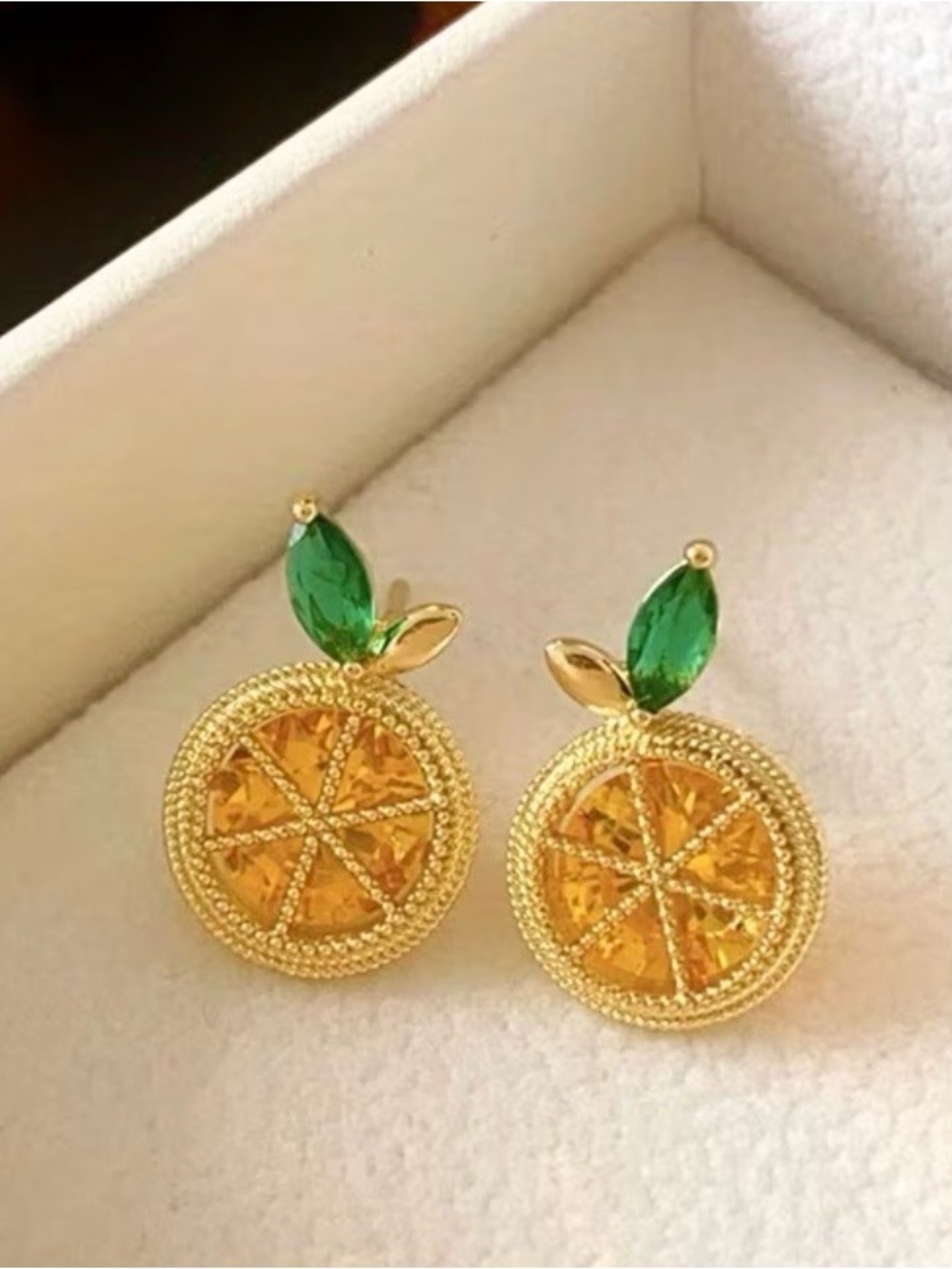 Gold-Tone Lemon Pendant Necklace and Earring Set - Picture 5 of 6
